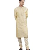 fawn colour jacquard design kurta sets