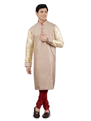 maroon colour woven design kurta sets 1