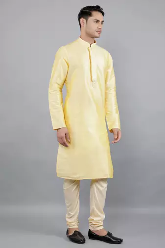 yellow colour brasso design kurta sets
