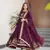 Wine georgette zari sequins embroidered flared gown with heavy dupatta