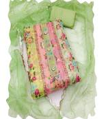 multicolor organza women embellished & embroidered unstitched dress material