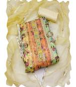 multicolor organza women embellished & embroidered unstitched dress material