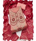 peach viscose women embellished & embroidered unstitched dress material