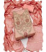 pink viscose women embellished & embroidered unstitched dress material