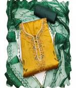 yellow banarasi women embellished & embroidered unstitched dress material