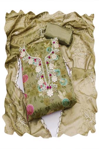 sea green banarasi women embellished & embroidered unstitched dress material