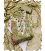 sea green banarasi women embellished & embroidered unstitched dress material