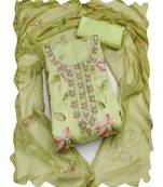 sea green organza women embellished & embroidered unstitched dress material