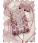 violet organza women embellished & embroidered unstitched dress material