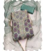 wine organza women embellished & embroidered unstitched dress material