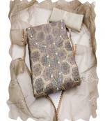 beige organza women embellished & embroidered unstitched dress material