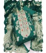 turquoise organza women embellished & embroidered unstitched dress material