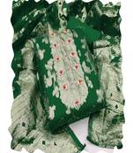 green organza women embellished & embroidered unstitched dress material