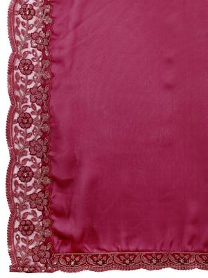 Purple Silk Blend Embroidered Saree With Unstitched Designer Blouse 7