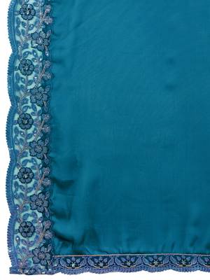 Blue Silk Blend Embroidered Border saree With Unstitched Designer Blouse 8
