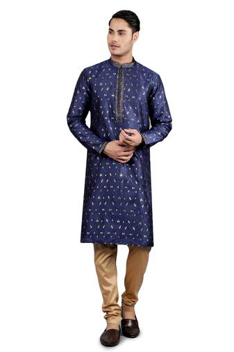  Navy Blue woven design ethnic trendy kurta set