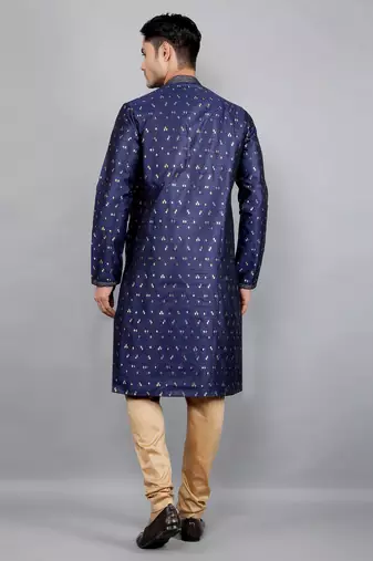  Navy Blue woven design ethnic trendy kurta set