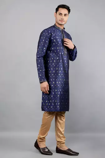  Navy Blue woven design ethnic trendy kurta set