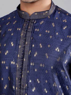  Navy Blue woven design ethnic trendy kurta set 4