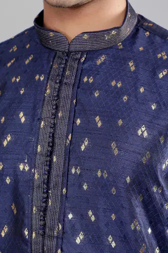  Navy Blue woven design ethnic trendy kurta set