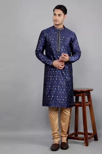  Navy Blue woven design ethnic trendy kurta set