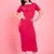 Winered women pink collared bodycon dress