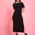 Winered women black collared bodycon dress