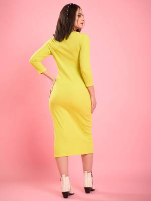 Winered women lime cut-out ribbed bodycon midi dress 4