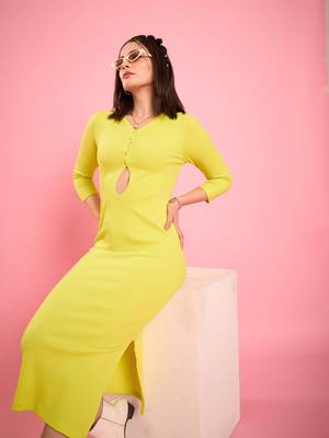 Winered women lime cut-out ribbed bodycon midi dress 6