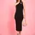 Winered women black one-shoulder bodycon midi dress