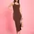 Winered women brown ribbed bodycon dress