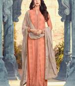 Peach embroidered georgette salwar kameez