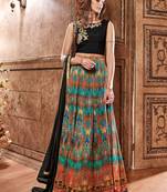 Multicolor embroidered & print silk anarkali suits