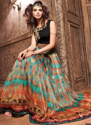 Multicolor embroidered & print silk anarkali suits 3
