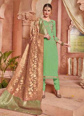 Green embroidered georgette salwar kameez 1