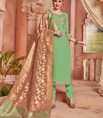 Green embroidered georgette salwar kameez
