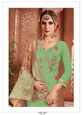 Green embroidered georgette salwar kameez 2