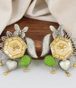 Peridot carving meenakari earrings