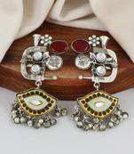 Red onyx meenakari oxidize earrings