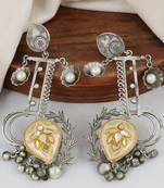 Black oxidize meenakari earrings