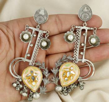 Black oxidize meenakari earrings 2
