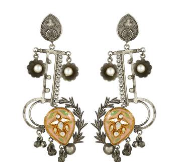 Black oxidize meenakari earrings 3