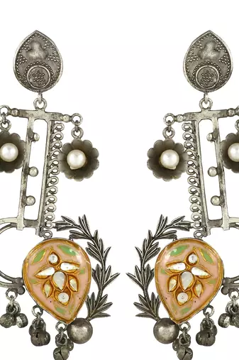 Black oxidize meenakari earrings