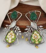 Green onyx carving meena earrings