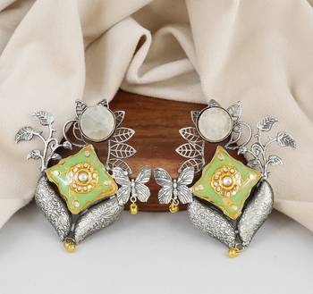 White quartz meena earrings 1