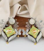 White quartz meena earrings