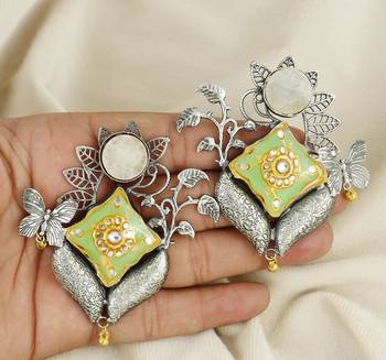 White quartz meena earrings 2