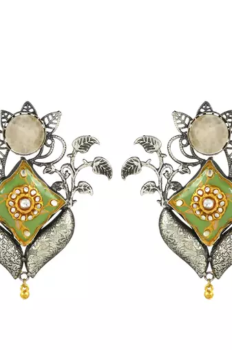 White quartz meena earrings