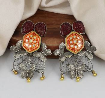 Red onyx carving meena earrings 1