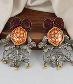 Red onyx carving meena earrings